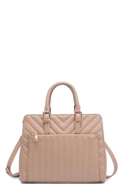 FASHION QUILTED ZIPPER KEEGAN SATCHEL BAG