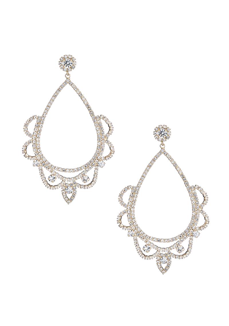 RHINESTONE TOP TEARDROP SHAPE EARRING