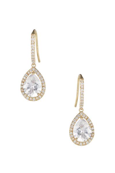 CUBIC ZIRCONIA HALO TEARDROP EARRING