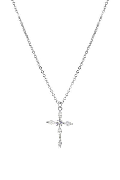 CUBIC ZIRCONIA CROSS PENDANT NECKLACE