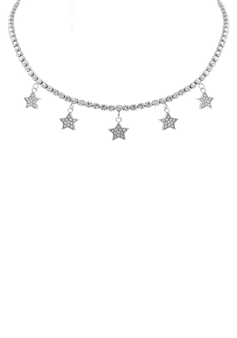 RHINESTONE 5 STAR CHOKER NECKLACE