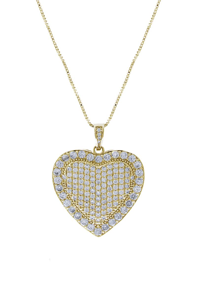 CUBIC ZIRCONIA PAVE HEART PENDANT NECKLACE