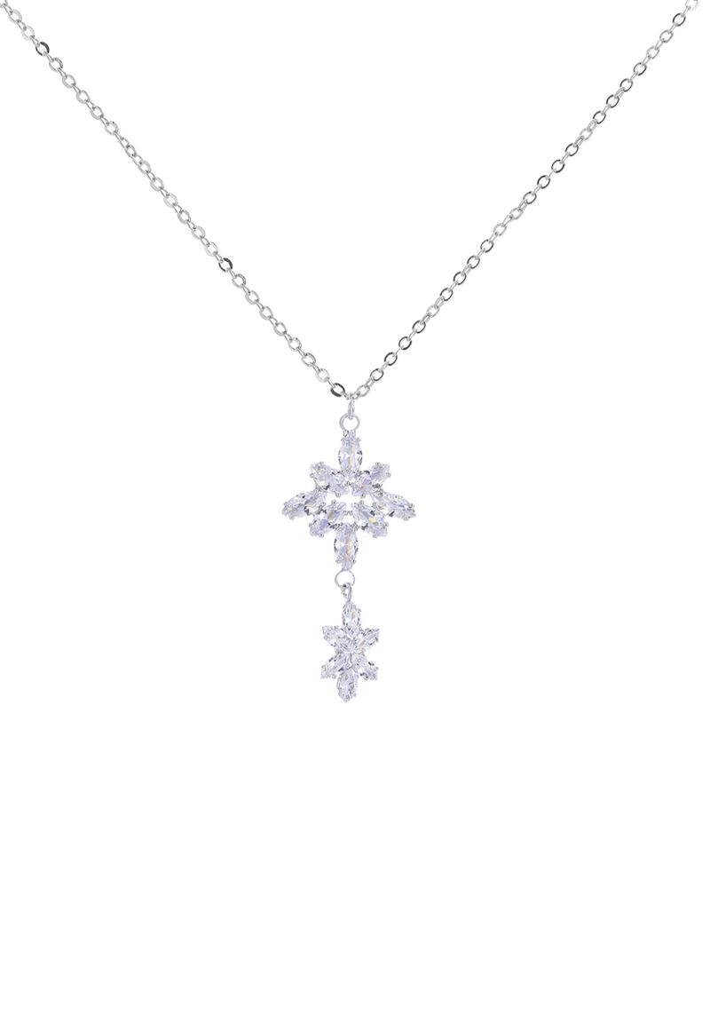 CUBIC ZIRCONIA MARQUISE CUT DROP PENDANT NECKLACE