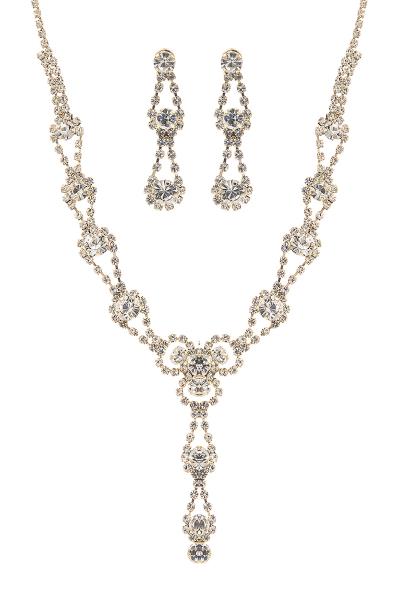 RHINESTONE BRIDAL WEDDING NECKLACE EARRING SET