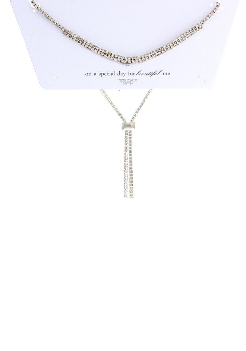 RHINESTONE 2 ROW SLIDER BACKDROP NECKLACE