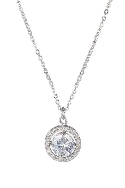 8MM CUBIC ZIRCONIA ROUND PENDANT NECKLACE