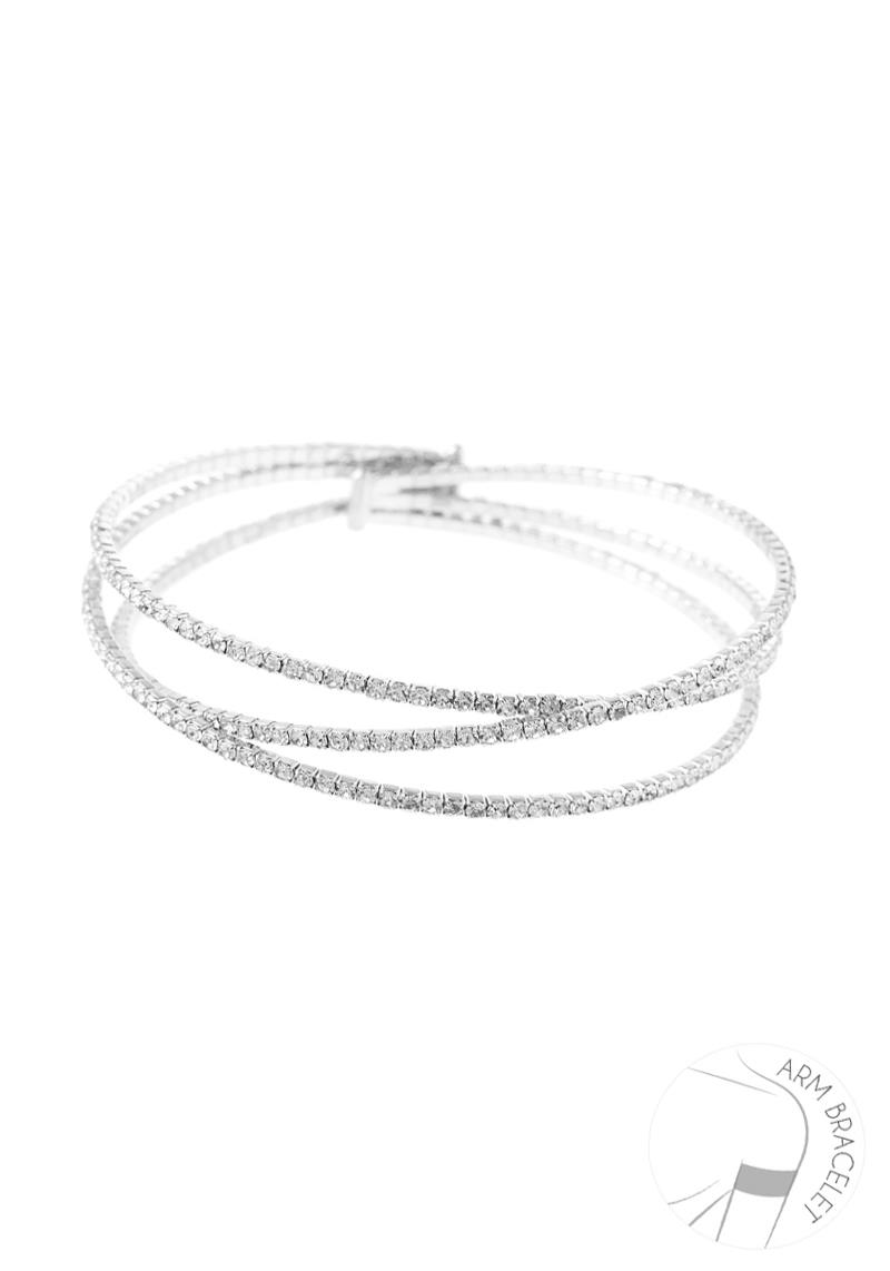 RHINESTONE CROSSOVER WIRE ARM CUFF BRACELET