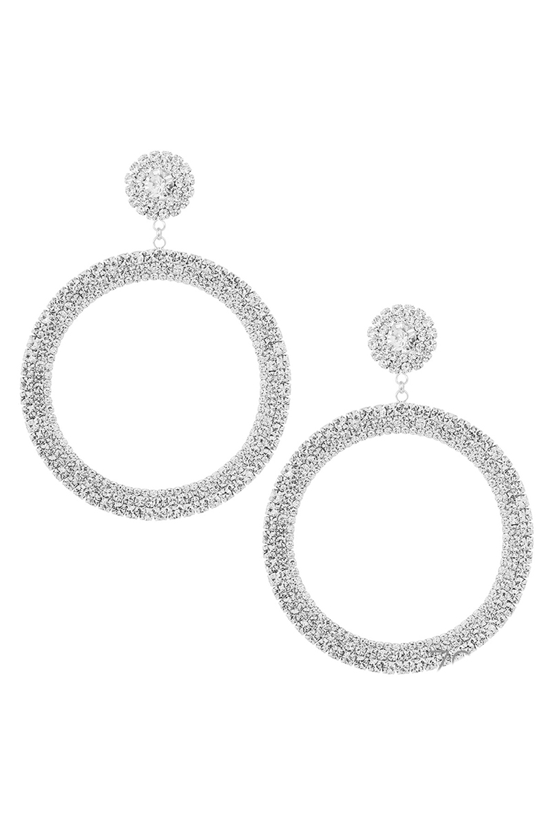 RHINESTONE MIX SIZE CRYSTAL ROUND DROP EARRING