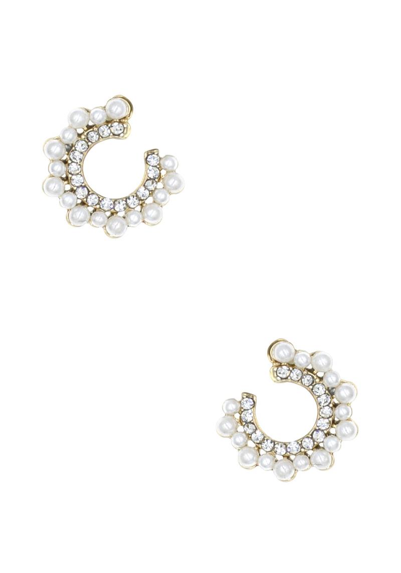 PEARL WITH CRYSTAL C HOOP EARRING