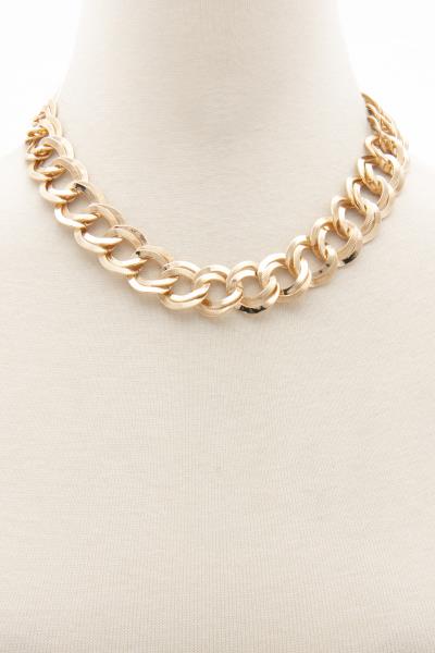 DOUBLE CIRCLE LINK METAL NECKLACE
