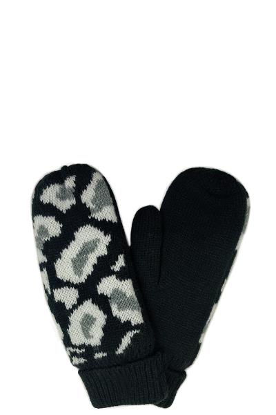 LEOPARD MITTENS WITH FLEECE LINING GLOVES