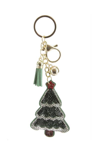 RHINESTONE CHRISTMAS TREE TASSEL KEY CHAIN