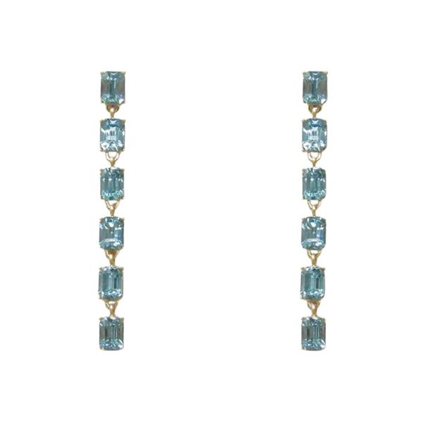 SQUARE SHAPE RHINESTONE DANGLE EARRING