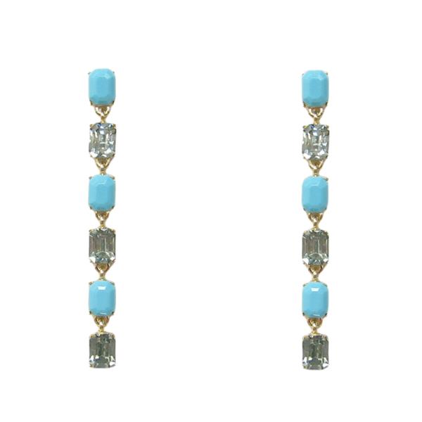 SQUARE SHAPE RHINESTONE DANGLE EARRING