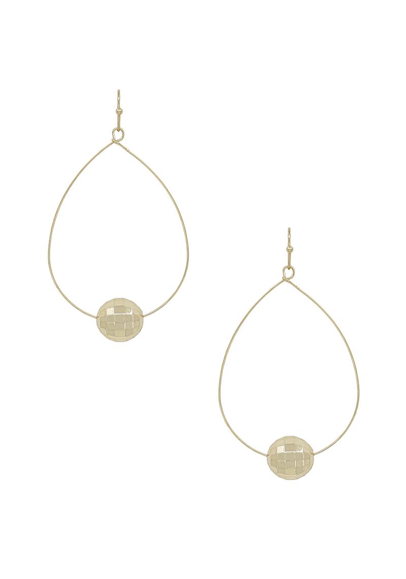 METAL TEARDROP BALL DANGLE EARRING