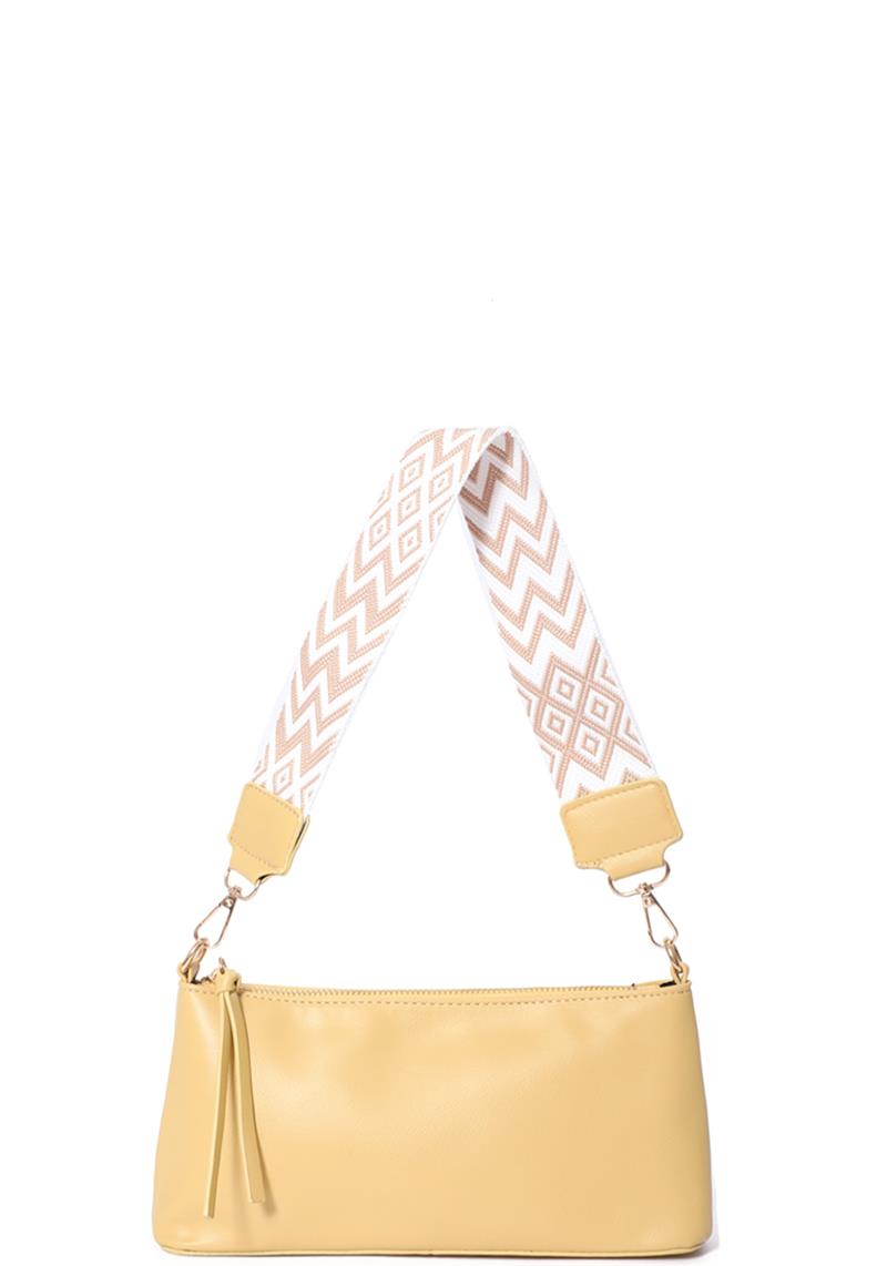 SMOOTH SHOULDER BAG WITH PATTERN STRAP