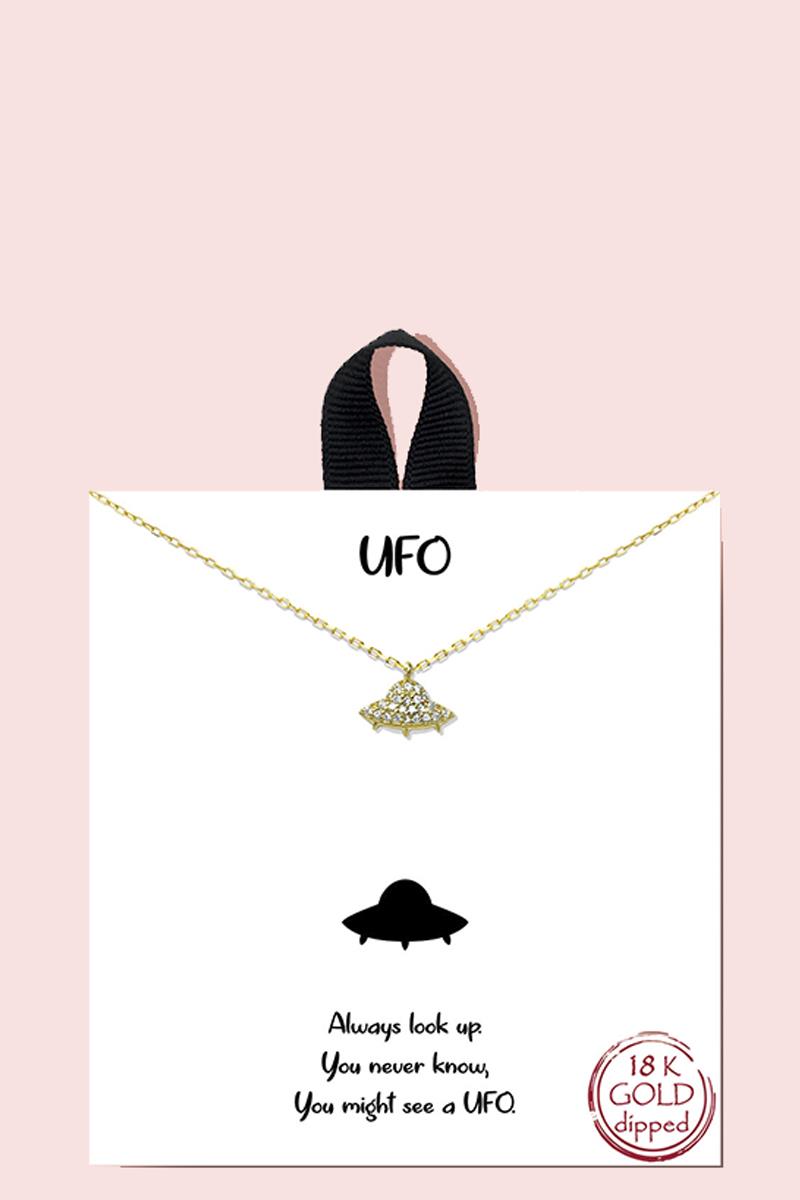 18K GOLD RHODIUM DIPPED UFO NECKLACE