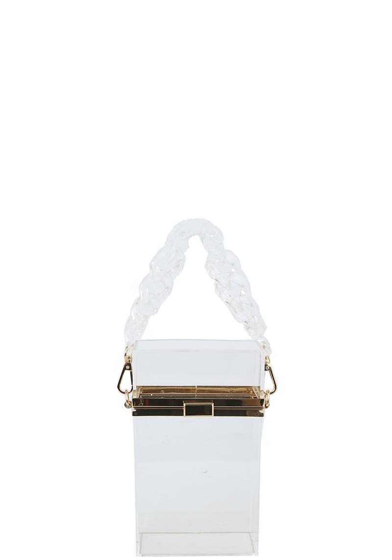 CHIC CLEAR BOX LINK HANDLE CROSSBODY BAG