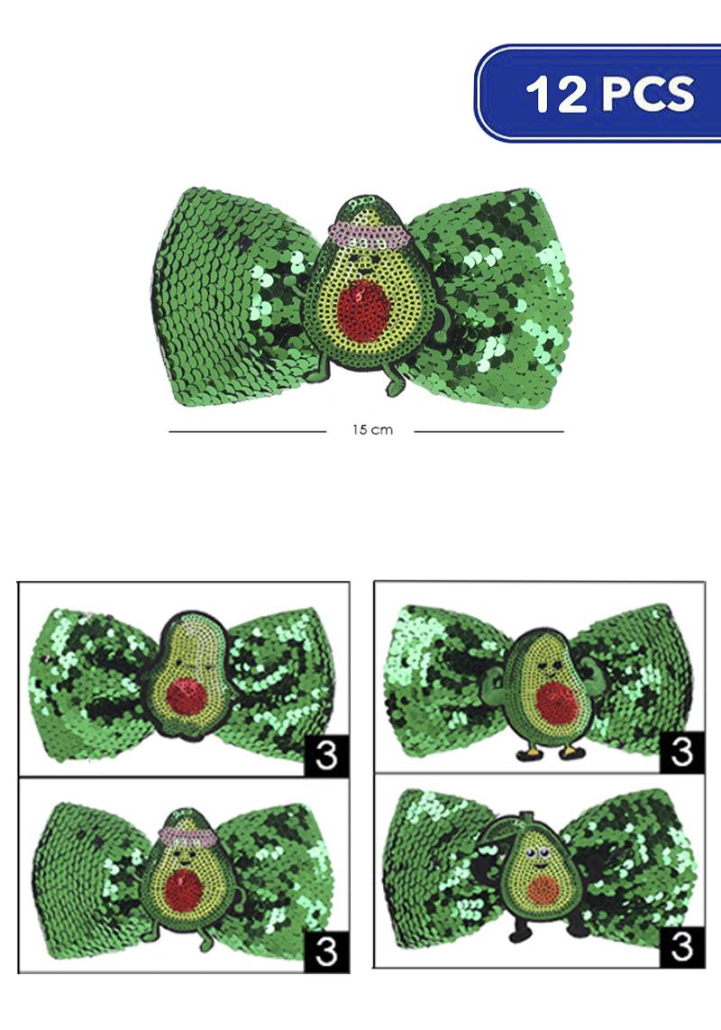 FASHION SEQUIN AVOCADO HAIR BOW (12 UNITS)