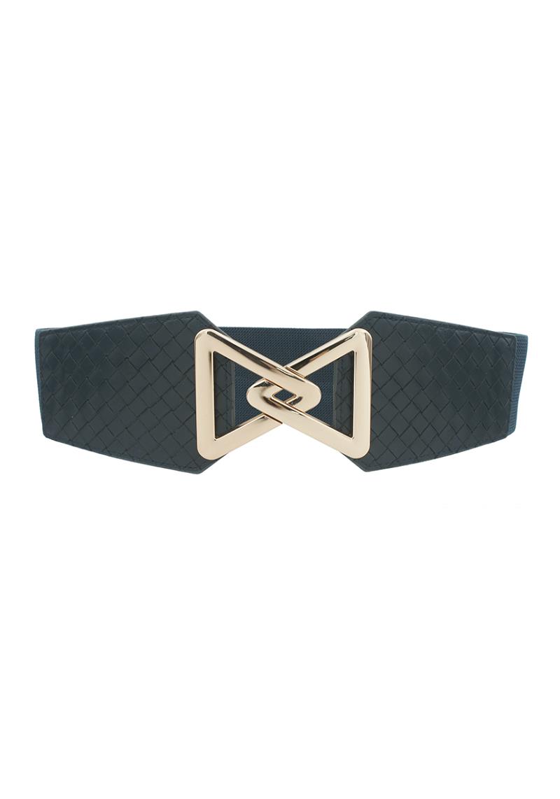 OPEN FRONT LINKED TRIANGLE WEAVE PU ELASTIC BELT