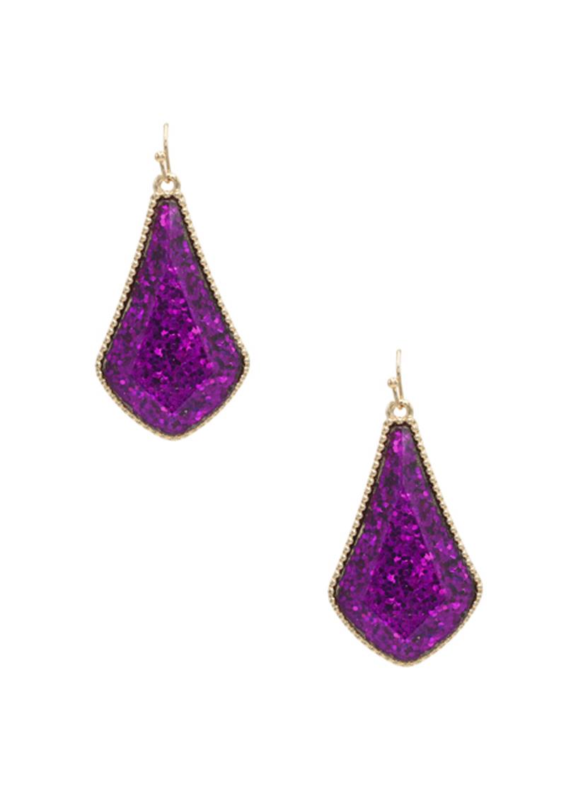 GLITTER RESIN ELEGANT STONE DANGLE EARRING