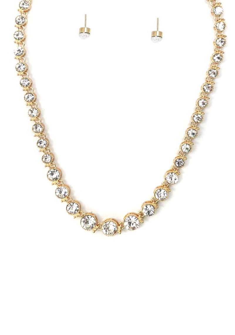 RHINESTONE NECKLACE AND EARRING SET