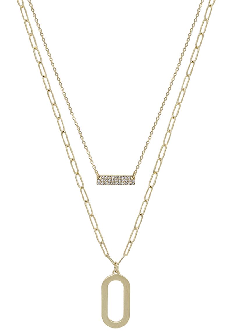 2 LAYERED METAL CHAIN PENDANT NECKLACE