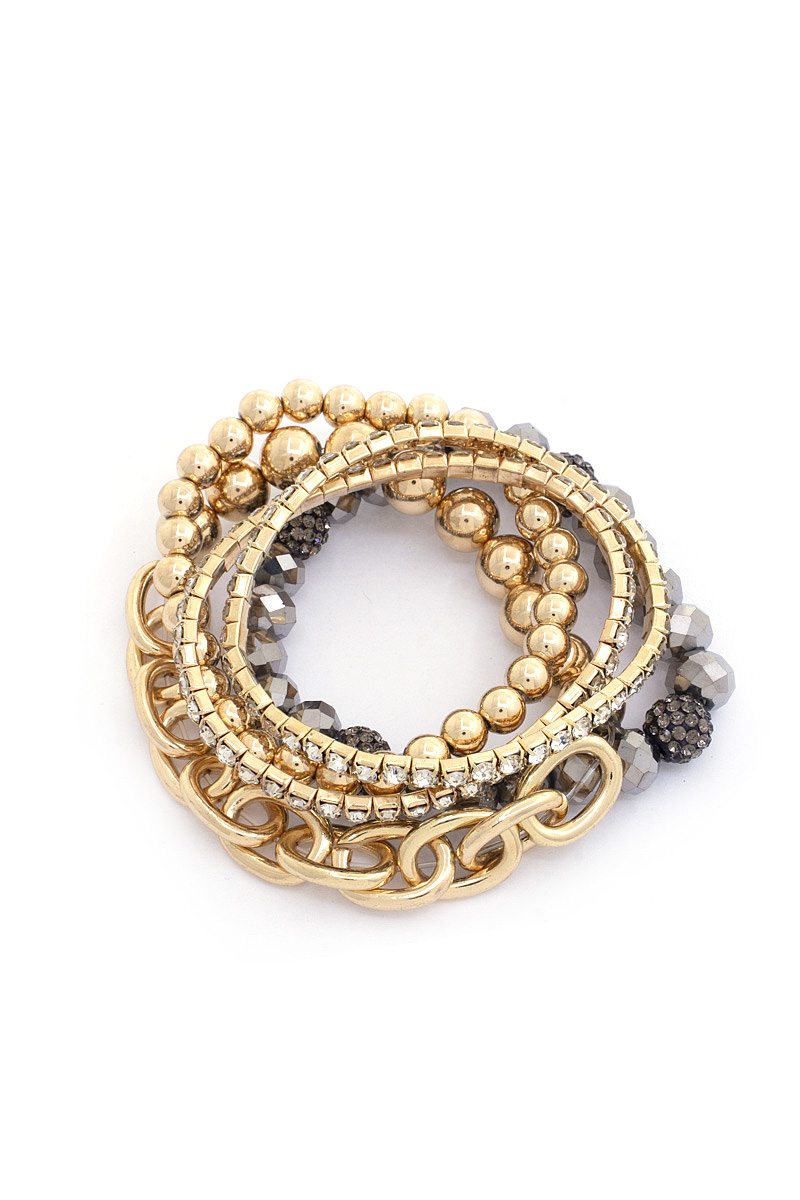 CRYSTAL METAL RHINESTONE STRETCH BRACELET SET