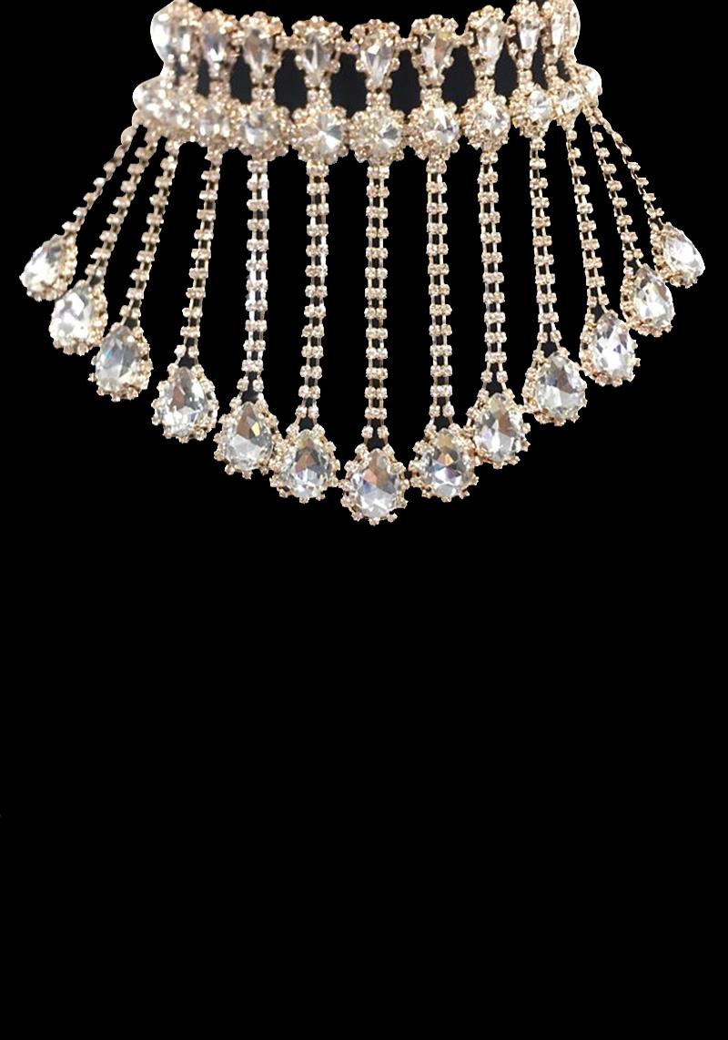 RHINESTONE CRYSTAL LAYER STRAND DESIGN NECKLACE