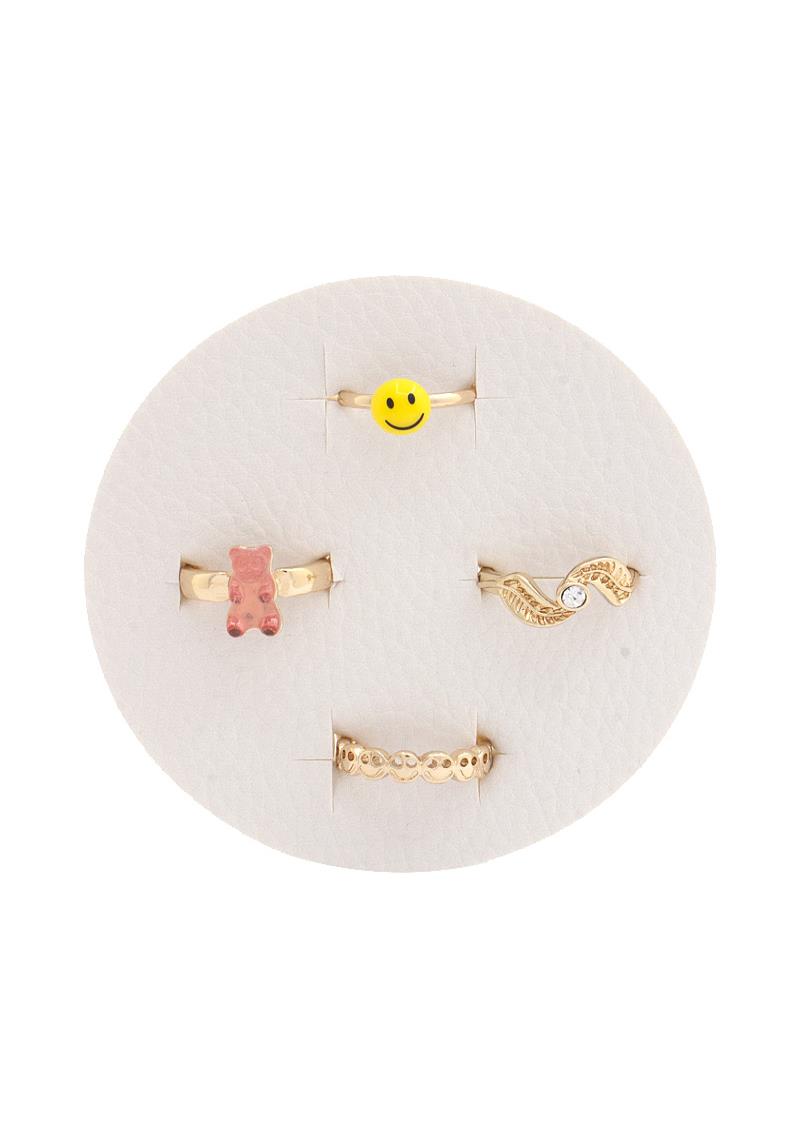 HAPPY FACE ASSORTED RING SET