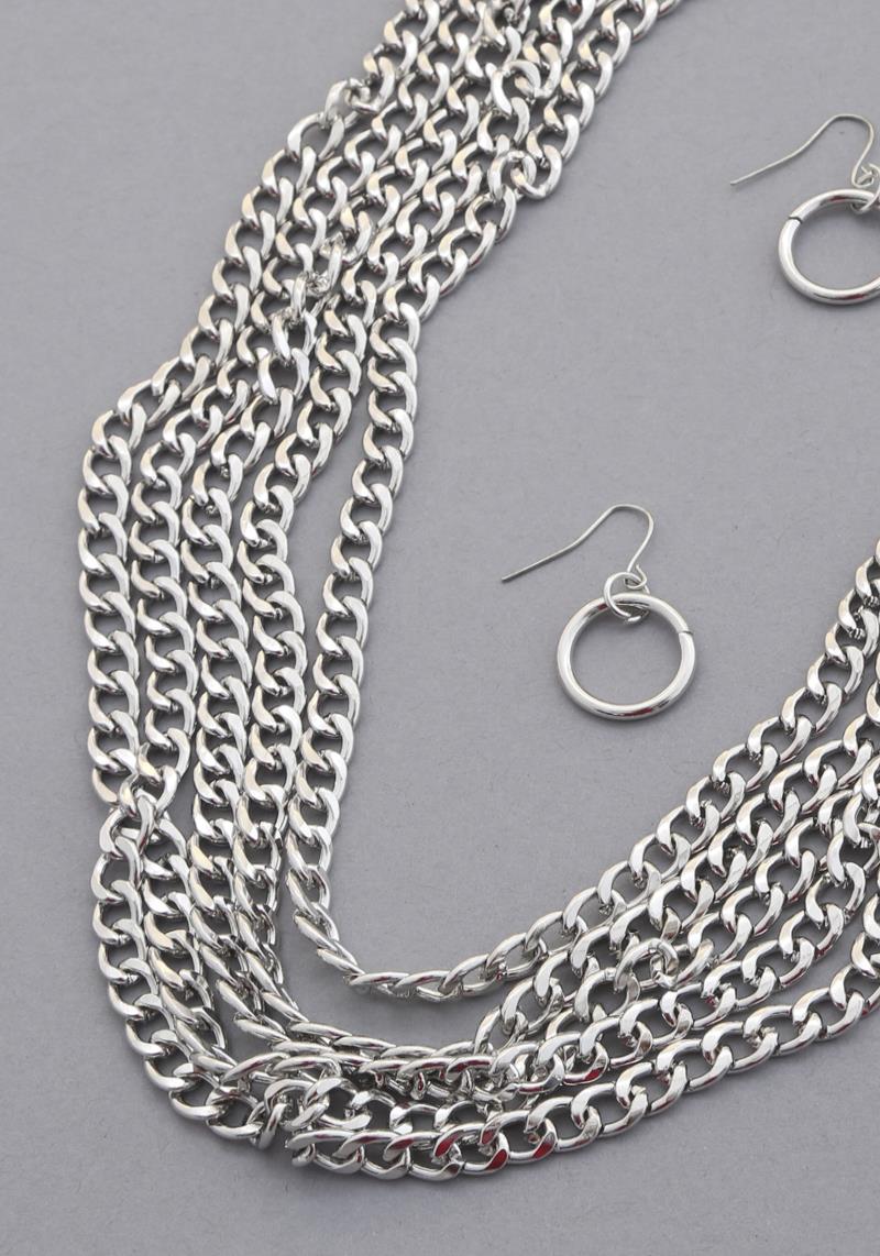 MULTI LAYERED CURB LINK NECKLACE