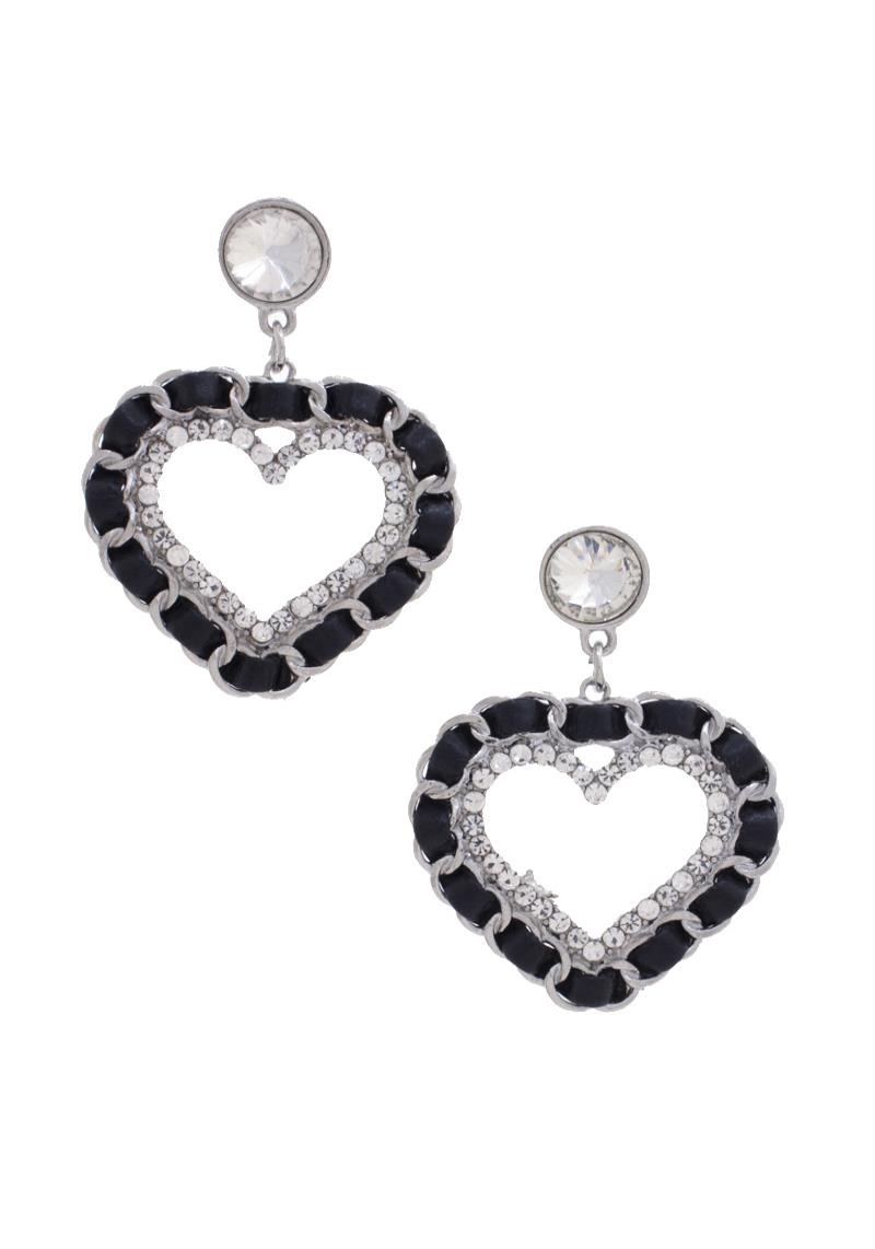 RHINESTONE HEART DANGLE EARRING