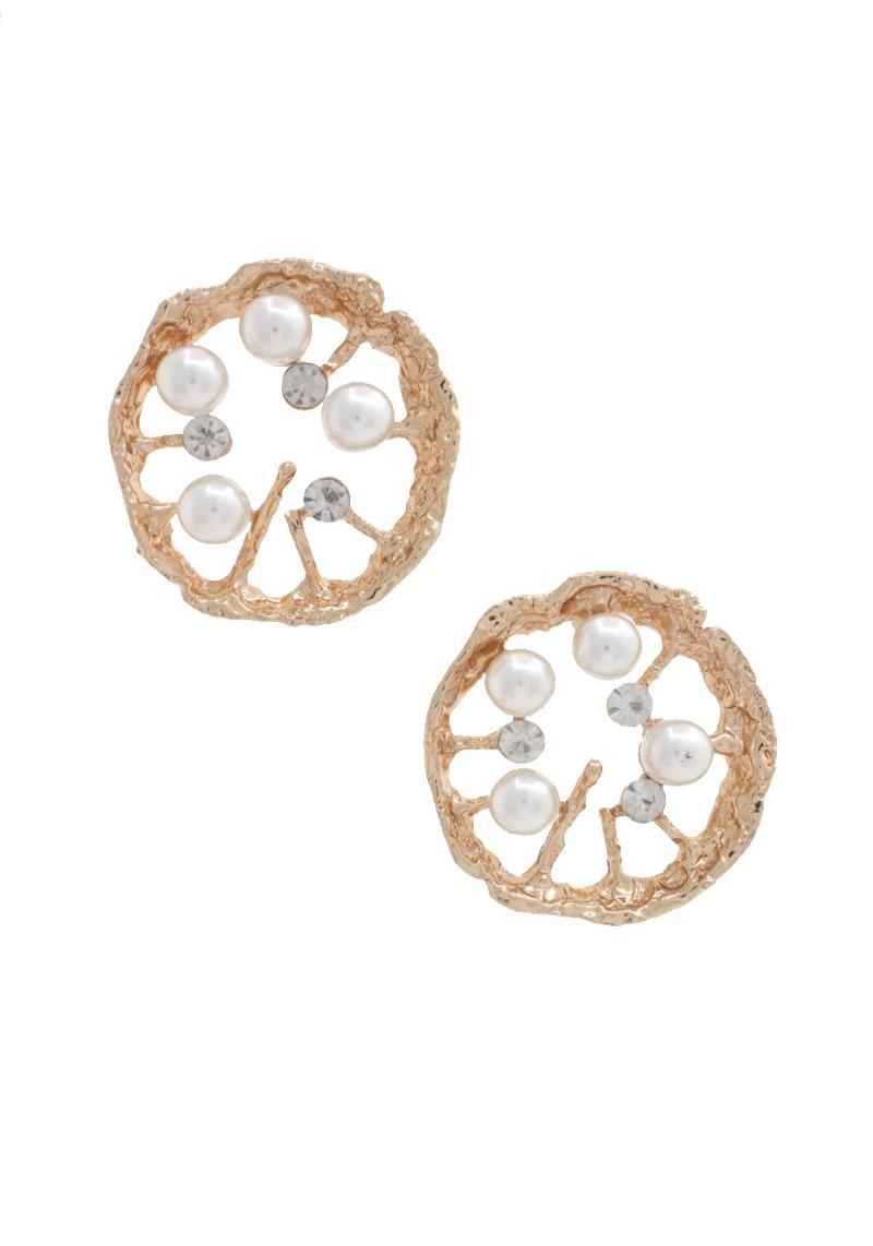 PEARL RHINESTONE METAL EARRING