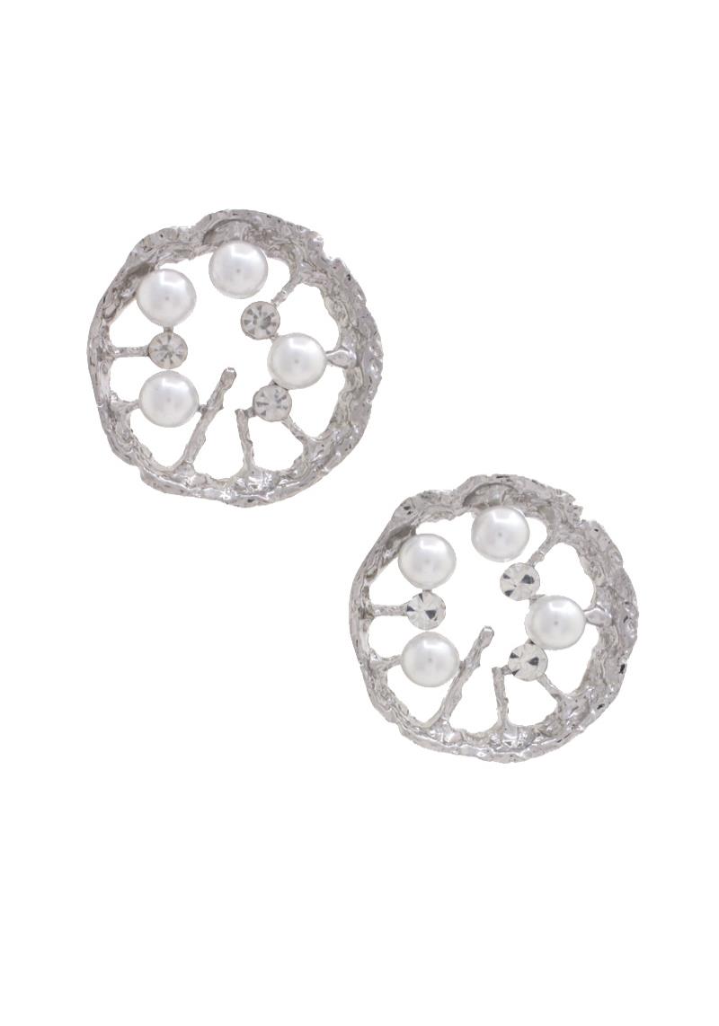 PEARL RHINESTONE METAL EARRING