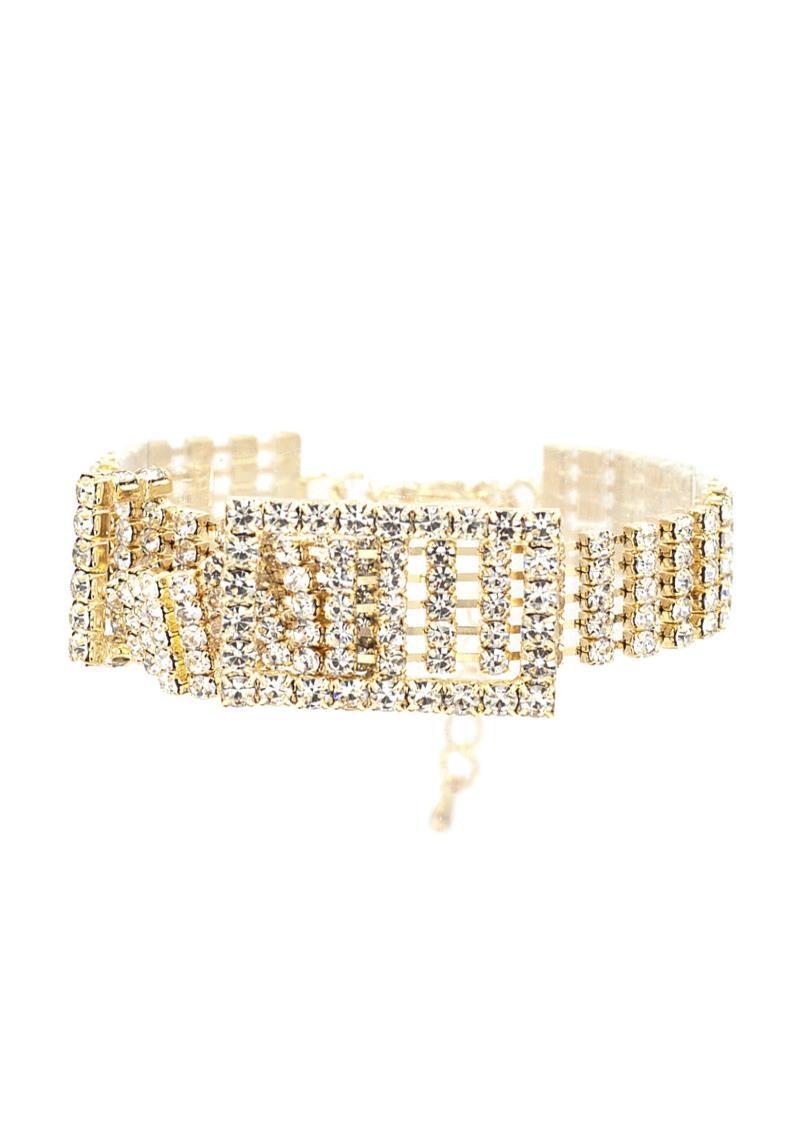 RHINESTONE SMALL BELT BUCKLE BRACELET