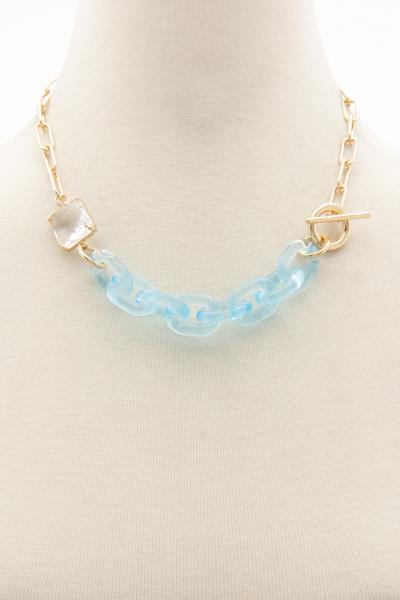 TRANSPARENT OVAL LINK NECKLACE