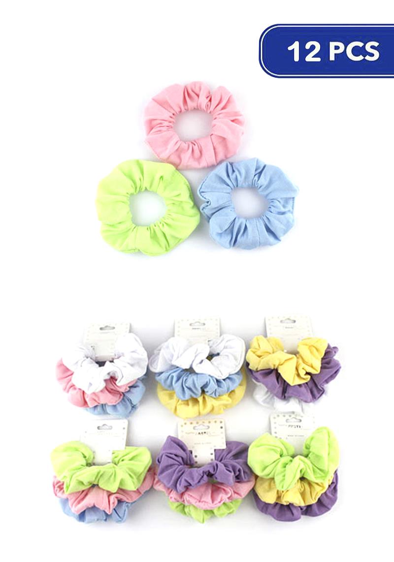 FASHION HAIR SCRUNCHIES 3 PC SET (12 UNITS)