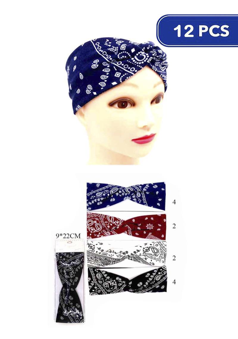 FASHION PAISLEY MID KNOT HEADWRAPS (12 UNITS)