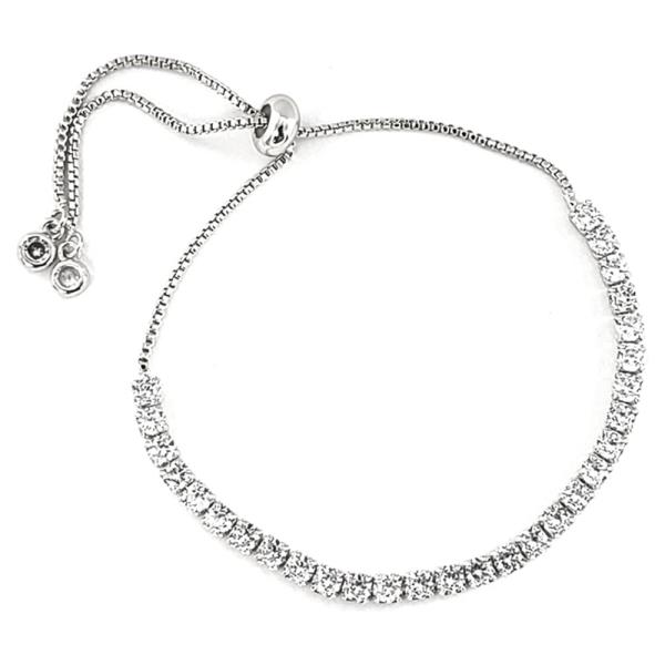 THREE LINE RHINESTONE STAINLESS STEEL BANGLE