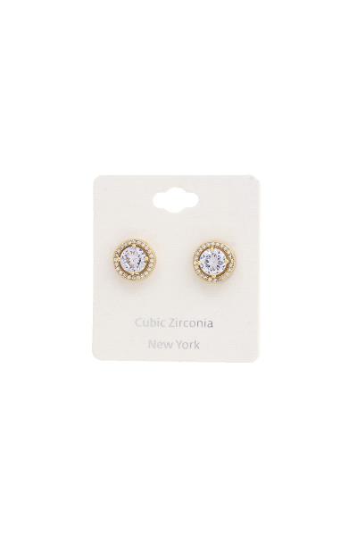 ROUND STONE STUD EARRING