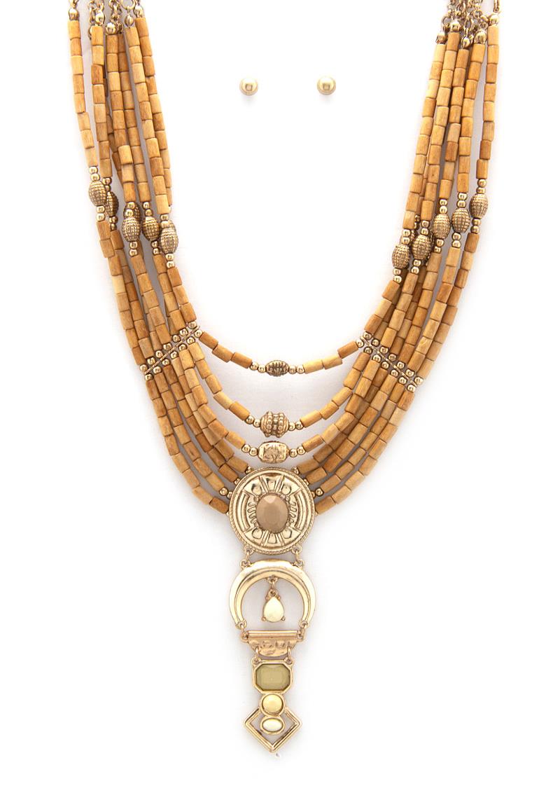 WESTERN STYLE BEADED CHUNKY NECKLACE