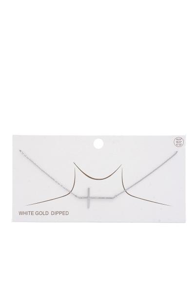 SLANTED CROSS CHARM NECKLACE