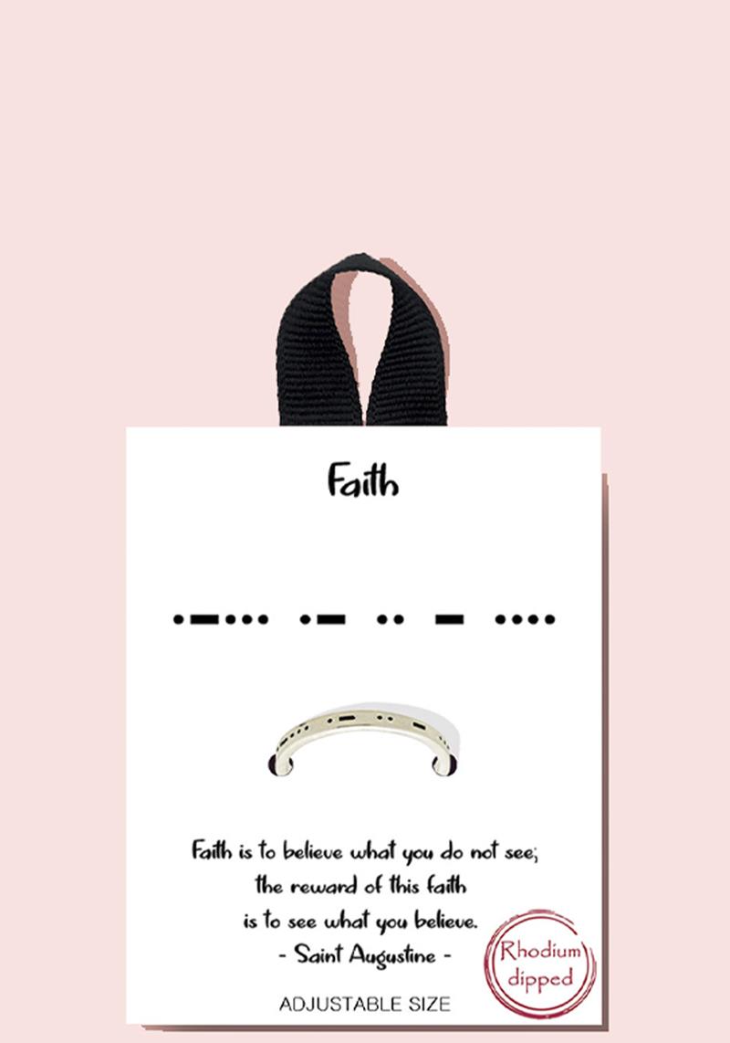 18K GOLD RHODIUM DIPPED FAITH ADJUSTABLE SIZE RING
