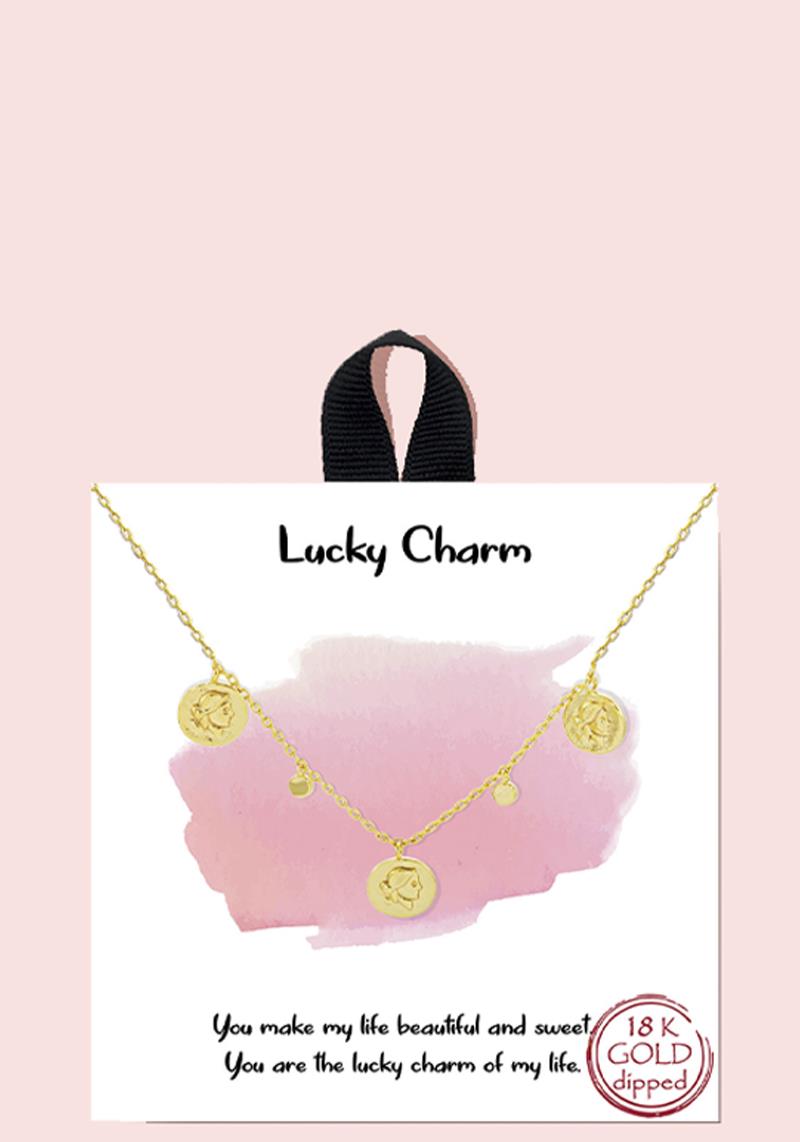 18K GOLD RHODIUM DIPPED LUCKY CHARM NECKLACE