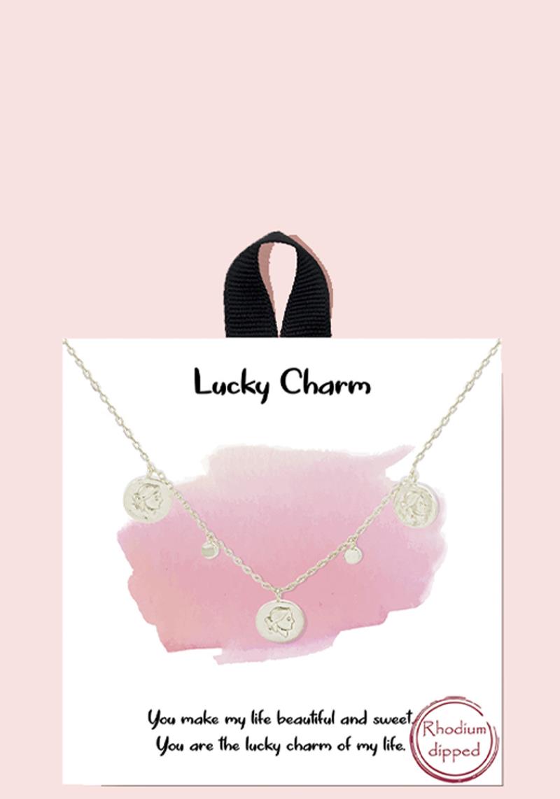 18K GOLD RHODIUM DIPPED LUCKY CHARM NECKLACE