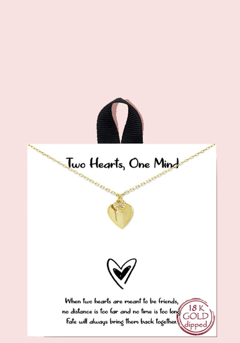 18K GOLD RHODIUM SOFT TWO HEARTS, ONE MIND NECKLACE