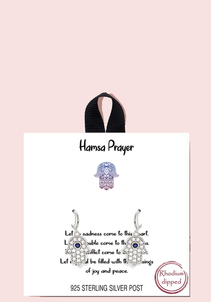 18K GOLD RHODIUM DIPPED HAMSA PRAYER EARRING