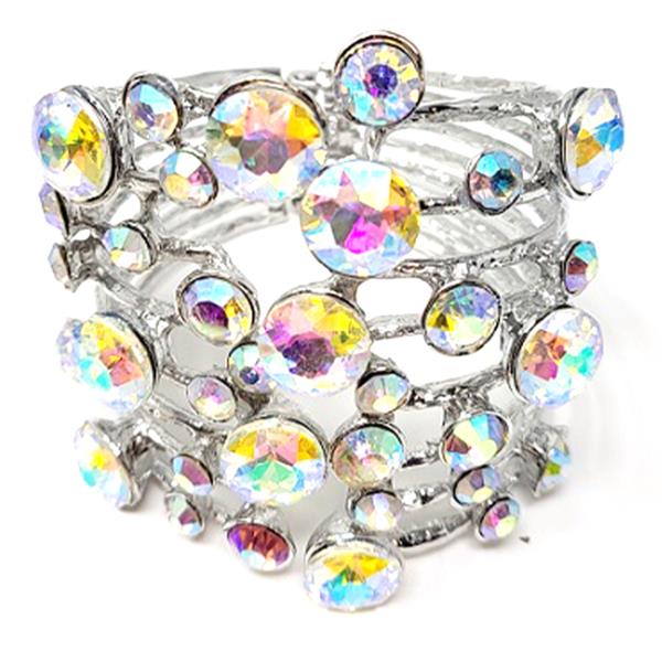 RHINESTONE METAL CUFF BRACELET