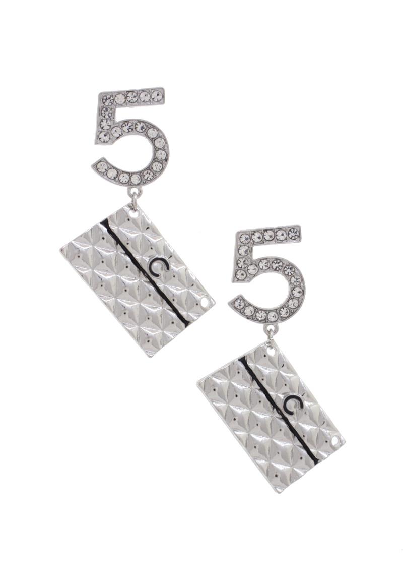 NUMBER FIVE RHINESTONE DANGLE EARRING