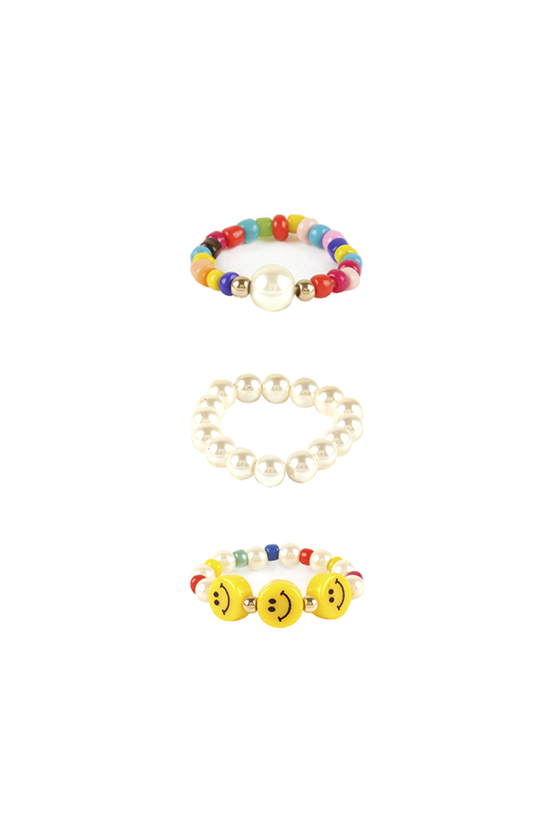 SEED PEARL SMILE BEAD RING 3 PC SET